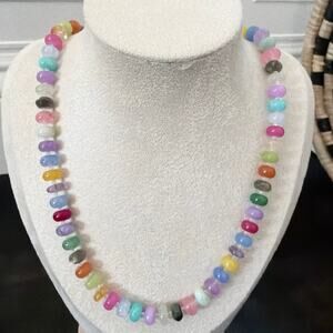 Second Bloom Studio Artisan Made Multi Gemstone Confetti Necklace 20.25" Rainbow